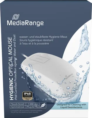 Produktbild von MEDIARANGE Maus optisch kabelgebunden Hygiene weiß MROS265 - Maus - 1.000 dpi