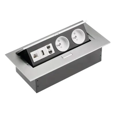 Obrázok produktu pre Zásuvka vstavaná GTV AE-PBC2GU-53 2-zás+ISDN strieborná