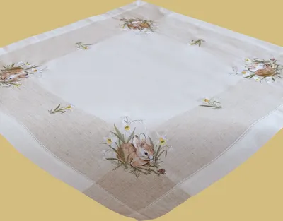 Produktbild von Mitteldecke Polyester & Leinen Hasen Leinenoptik 85x85cm