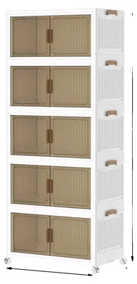 Image de Bac de rangement, pliable, empilable, avec roulettes, 5 niveaux