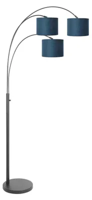 Produktbild von Steinhauer - stehlampe - Sparkled Light - schwarz - metall veloursstoff - bogenlampe - E27 - 3828ZW