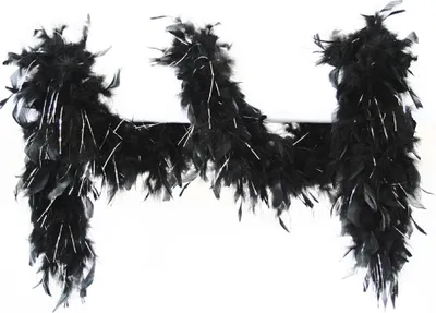 Produktbild von W21010-38 schwarz-silber Damen Boa Federstola mit Glitterfäden