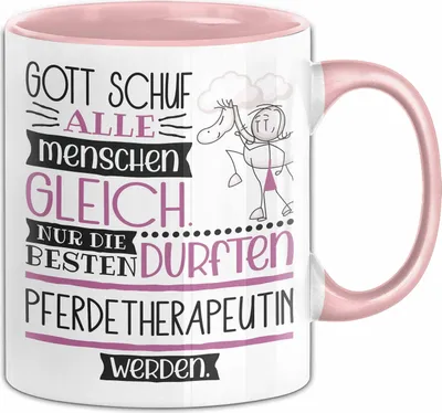 Produktbild von Pferdetherapeutin Geschenk Becher Tasse Gott Schuf Alle Menschen Gleich Nur Die Besten Durfeten Pferdetherapeutin Werden Geschenkidee Lustig (Rosa)