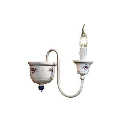 Image de Sanremo Classic Wall Light Metal And Ceramic White Shaded Silver 1 Light E14