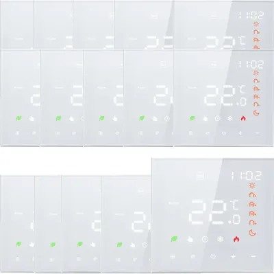 Obrázok produktu pre 15x inteligentný termostat, izbový termostat, digitálny LCD dotykový termostat, nástenný termostat pre ohrev teplej vody 3A a podlahové kúrenie, biely