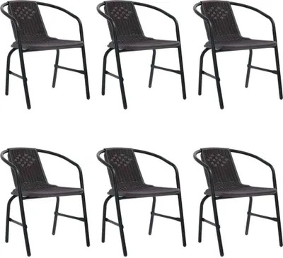 Image de Chaises de jardin lot de 6 Rotin plastique et acier 110 kg