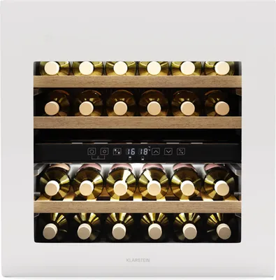 Image de Klarstein Rhone 36 Duo Cave à Vin - 36 Bouteilles, 2 Zones, 5-22°C, Éclairage LED, Porte Push-to-Open UV, Silencieux, Frigo à Vin Noir