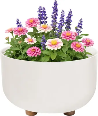 Obrázek produktu pro HowHomely | Květináč – květinový květináč – 17 x 26 cm – bílý – z recyklovaného materiálu – květinový květináč – s nožičkami