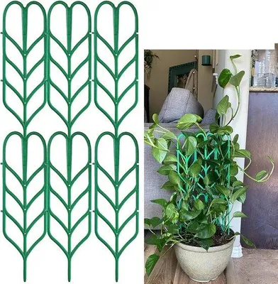 Produktbild von Plastik Gartenstütze für Pflanzen 6er Set mini grüne stapelbare Pflanzstützen für Erbsen, Gemüse und Kletterpflanzen