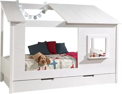 Produktbild von Baumhaus Bett Katerina 214x105x159 Spielbett MDF+Massivholz Weiß