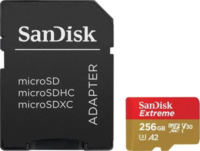 Obrázek produktu pro SanDisk Extreme, 256 GB, MicroSDXC, Třída 3, UHS-I, 160 MB/s, 90 MB/s