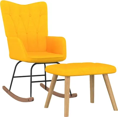 Produktbild von The Living Store Schaukelsessel mit Hocker Senfgelb Stoff