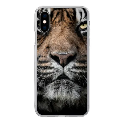 Produktbild von MuchoWow® Handyhülle Schutzhülle Hülle für iPhone X Tiger - Nahaufnahme - Tier Silikon Softcase Handy Hülle - Handyhülle