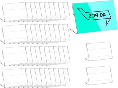 Produktbild von 40 Stück Mini Acryl Etikettenhalter - 6x4cm Tafelkast, Namensschilderhalter, Preisetikettenhalter und Bordanzeigen für Supermärkte und Restaurants