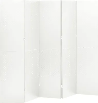 Zdjęcie produktu dla Parawan 5-panelowy, biały, 200 x 180 cm, stalowy
