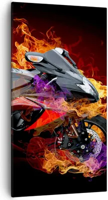 Produktbild von Bild auf Leinwand - Leinwandbild - Motorrad Feuer Abstraktion - 55x100cm - Wand Bild - Wanddeko - Leinwanddruck - Bilder - Kunstdruck - Wanddekoration - Leinwand bilder - Wandkunst - PA55x100-0177