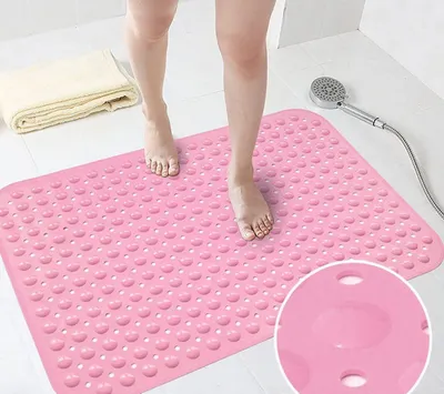 Produktbild von Badewanneneinlage mit Saugnäpfen Duschvorleger rutschfeste Duschmatte Naturkautschuk 0.7cm Rosa 58x88cm