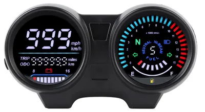 Obrázek produktu pro Motocyklový tachometr DC 12 V, 7barevné podsvícení, univerzální LCD digitální displej, motocyklový tachometr, otáčkoměr, multifunkční displej