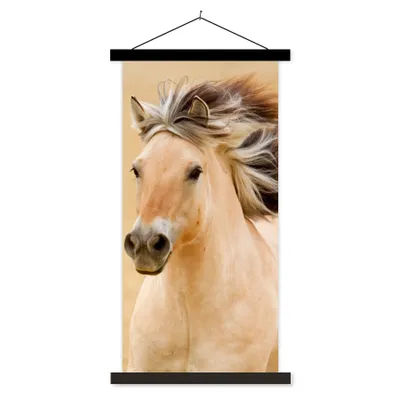 Produktbild von MuchoWow® Textilposter Pferde - Tiere - Mähne - Porträt 90x180 cm mit schwarzem Rahmen - Dekoration Wohnzimmer
