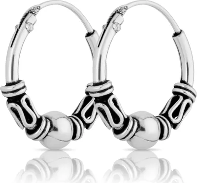 Produktbild von Paar Bali Creolen 12mm aus 925 Sterling Silber Mittelalter Gothic Ohrringe 1796
