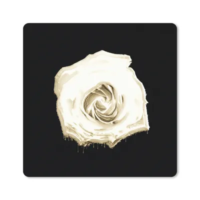 Produktbild von MuchoWow® Mauspad Mousepad Rose - Blumen - Weiß - Schwarz 20x20 cm - Mousepads - Maus Mat - Pad - Mausunterlage - Desk Mat - Bureauartikeln