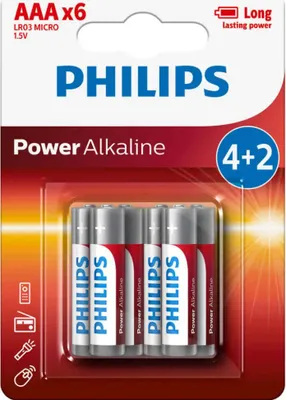 Obrázok produktu pre Batéria Philips LR03P6BP/10 Power Alkalická AAA 4+2ks