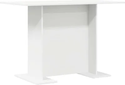 A white dining table on a white background.