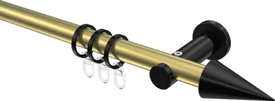 Produktbild von Interdeco Gardinenstange / Vorhangstange Messing-Optik / Schwarz, Typ Platon Savio (Kegel), 20 mm Ø 1-läufig, 280 cm
