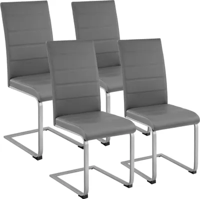 Image de Chaises de Salle à Manger BETTINA Rembourrées Pieds en métal Argentés Design Moderne - gris, Lot de 4