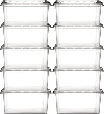 Produktbild von 10x Aufbewahrungsbox stapelbare Box Smart Store Classic 10 transparent mit Deckel & Klickverschluss