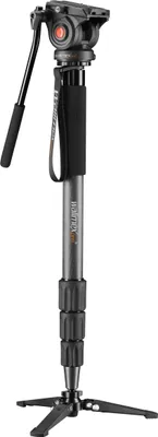 Produktbild von Walimex Pro Director Carbon Video Einbeinstativ höhenverstellbar bis 191 cm mit fluidgedämpftem 2-Wege Videoneiger