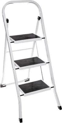 Produktbild von 5five Simply Smart Trittleiter mit 3 Stufen, Stufentritt, Stahl, PE-Kunststoff, Hellgrau, 105 cm, 117089