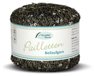 Produktbild von Rellana Pailletten Beilaufgarn, 25 g/325 m, 100% Polyester schwarz-silber (222)