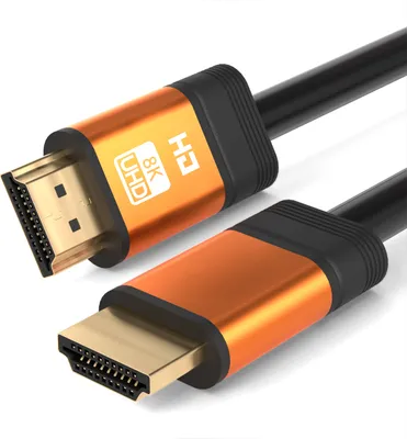 Produktbild von Qost – Premium HDMI-Kabel 2.1 – HD High Speed 8K – Orange – 3 Meter – 8K 60Hz – 4K 120Hz – 48 Gbps