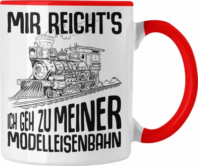Produktbild von Trendation - Mir Reichts Ich Geh Zu Meiner Modelleisenbahn Tasse Geschenk Eisenbahner Lokführer Spruch Lokomotive Geschenkidee Eisenbahn (Rot)