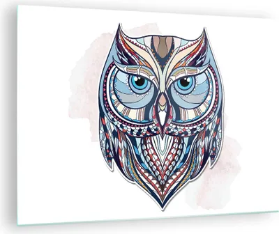 Produktbild von Bilder auf glas - Owl aztekische Tierwelt Grafik - 70x50cm - Glasbilder - Wandbilder - Kunstdruck - zum Aufhängen bereit - Wanddekoration aus Glas - Glas Bilder - Wandbild auf Glas - GAA70x50-3086