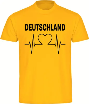 Produktbild von multifanshop Kinder T-Shirt - Deutschland - Herzschlag, gelb, Größe 140