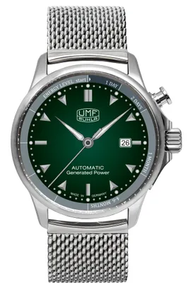 Produktbild von UMF Ruhla Autokinetic Herrenuhr Dunkelgrün / Silber - Automatikuhr mit Edelstahlarmband - 1062M-4