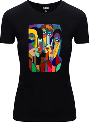 Obrázek produktu pro Diarbo Dámské tričko s abstraktním potiskem Cubism Faces Black Velikost L