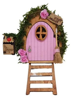 Productafbeelding van Fantasie Deur - Miniatuur Poort - Decoratief Gebruik - Handgemaakt in Spanje - 15 cm Hoog - Roze