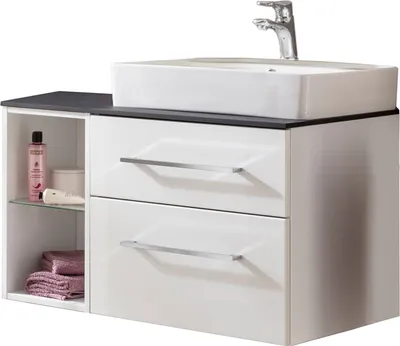 Produktbild von Fackelmann OXFORD Badmöbelset 5-teilig, 90 cm, Weiß, Keramik