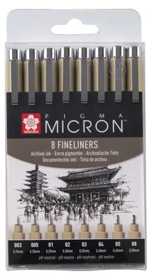 Immagine prodotto di SAKURA POXSDK8 SAKURA fineliner PIGMA MICRON, confezione da 8 pezzi, nero