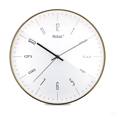 Produktbild von Designer Quarz-Wanduhr in Metall-Optik, hochwertiges Quarzwerk, 30 cm Durchmesser