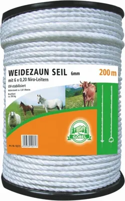 Produktbild von Elektroseil weiß 200 m 6 mm Weidezaun Litze