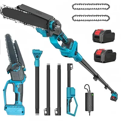 Produktbild von 2-in-1 kabelloser Kettensäge, 180° verstellbarem Kopf, 2x 21V 2000 mAh Akku, bürstenlosem Motor, Multifunktional Hochentaster, Elektrokettensägen