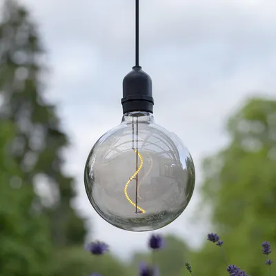 Produktbild von LED Leuchtkugel BOWL - Hängeleuchte - Filament LED - D:12,5cm - Batterie - Timer - rauchgrau - Außen