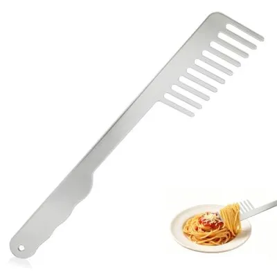 Spaghettilöffel aus Edelstahl, 1 Stück, 27 cm, silber