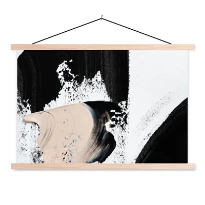 Produktbild von MuchoWow® Textilposter Malerei - Abstrakt - Design 120x80 cm mit holzfarbenen Rahmen - Aufhängeset