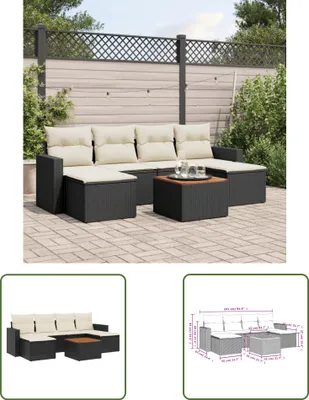 Produktbild von The Living Store 7-tlg. Garten-Sofagarnitur mit Kissen Schwarz Poly Rattan