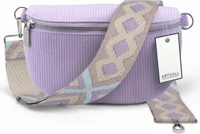 Produktbild von ARTVALL - Umhängetasche aus Cord, Klein mit verstellbarem Schultergurt, abnehmbares Taschenband, Crossbody Bag in Lila